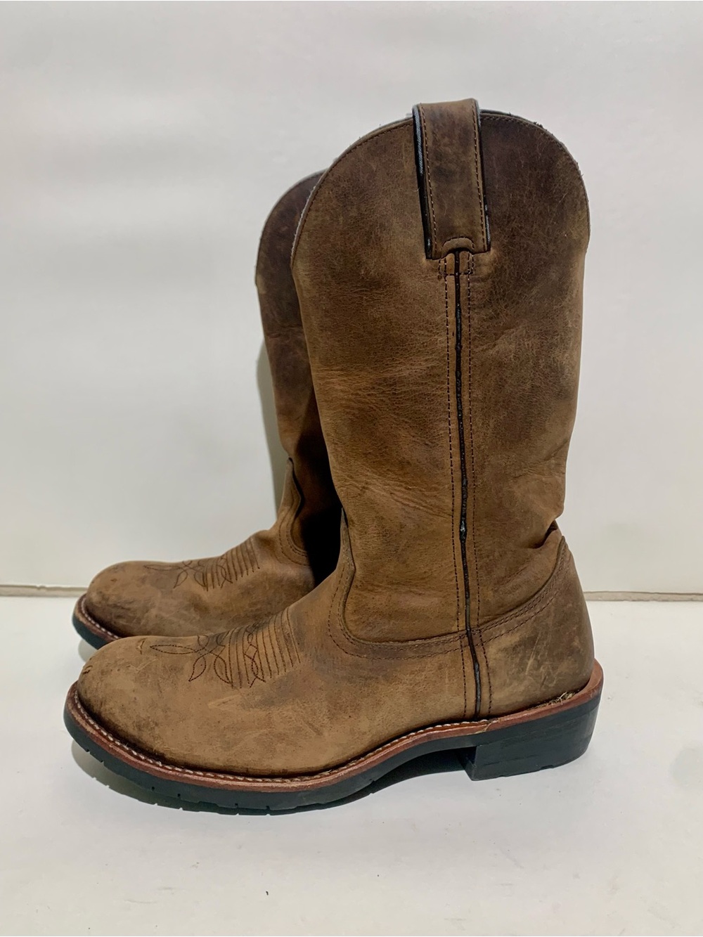 Men's Durango Rebel #6113 Round Toe Western Style Pull On Work Boots Size 7.5